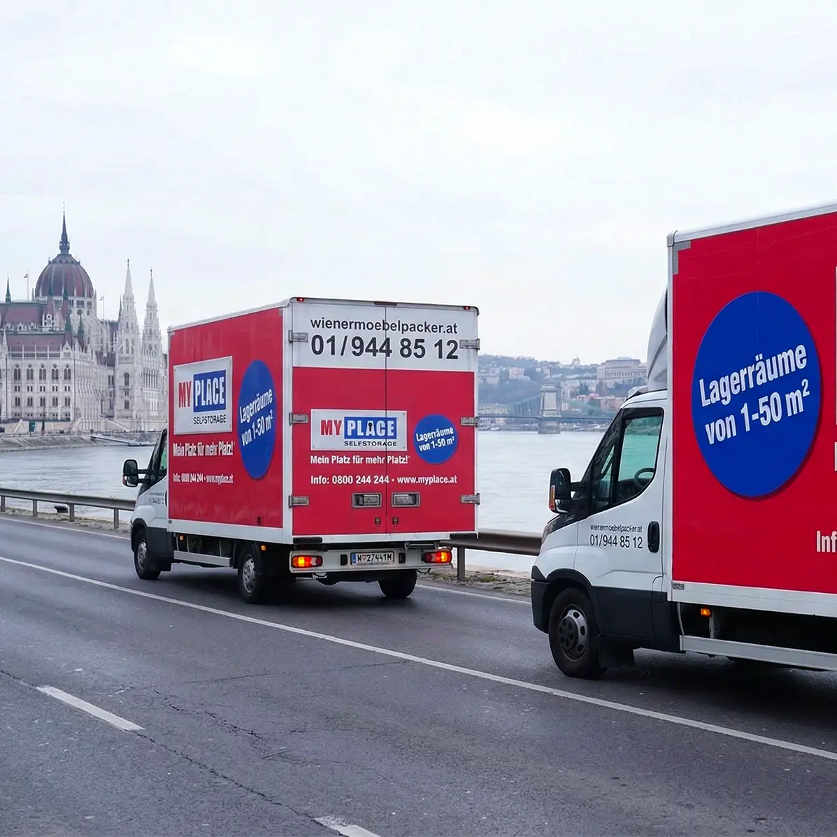 unsere LKWs von Wien nach Budapest