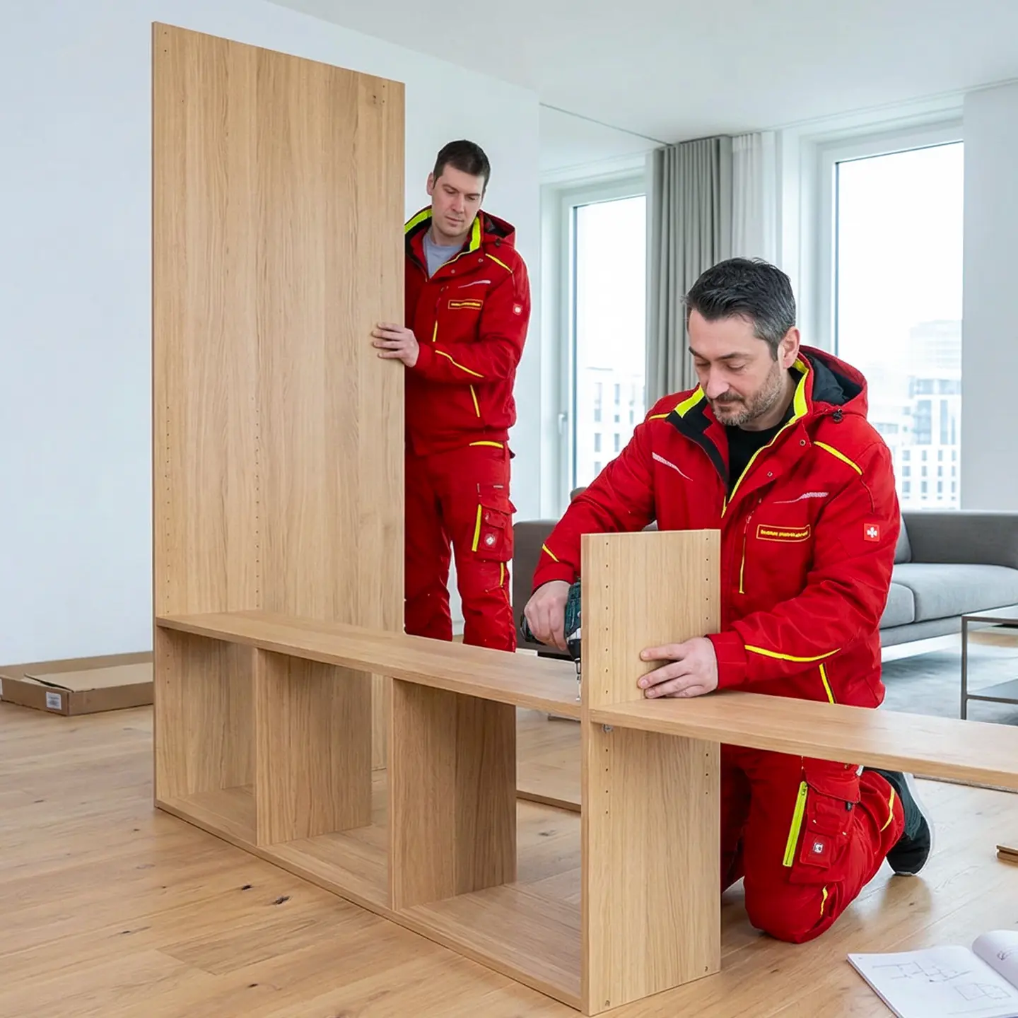 Arbeiter montieren Mobel nach Umzug